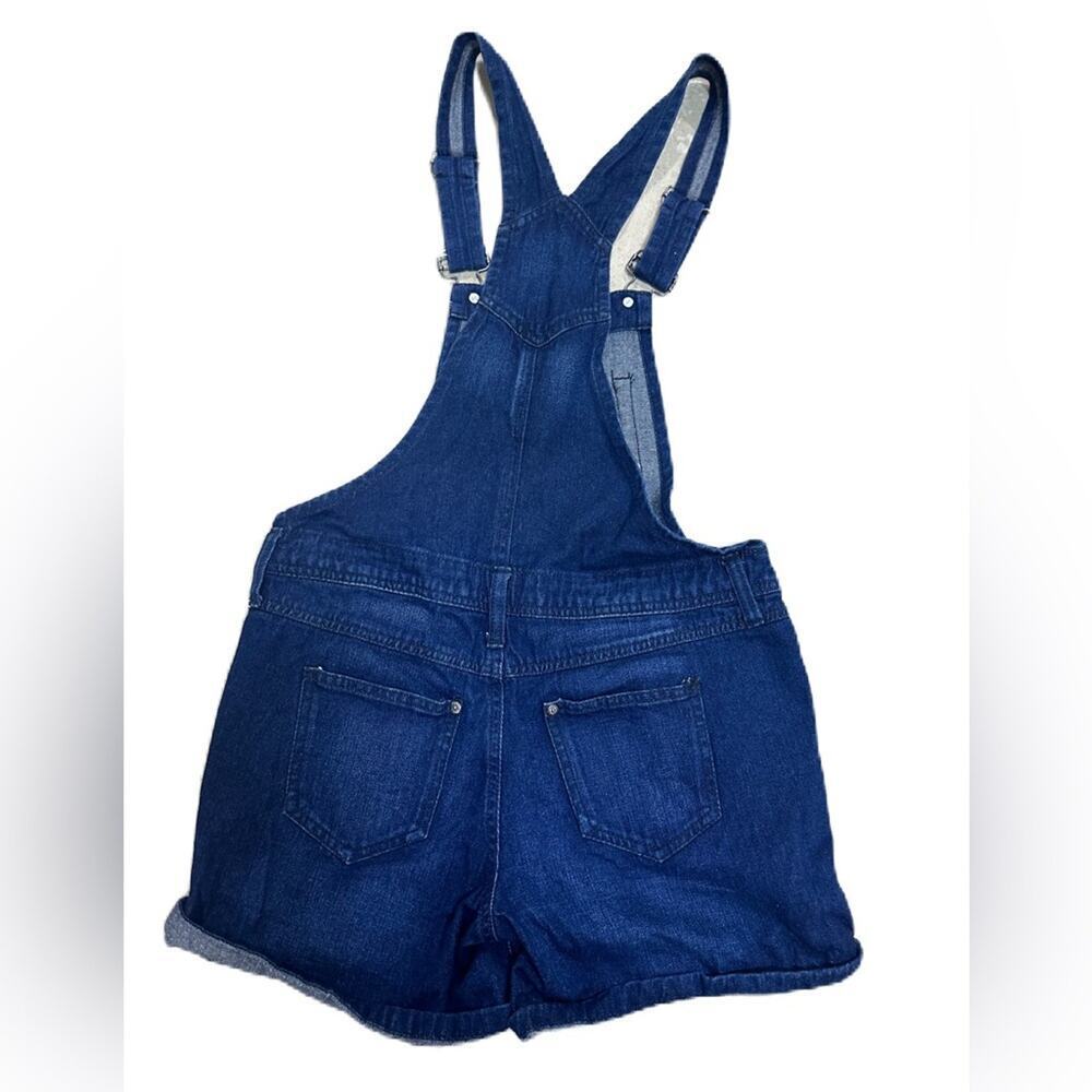 L.E.I. Dark Wash Denim Overall Shorts Size S - Picture 2 of 8